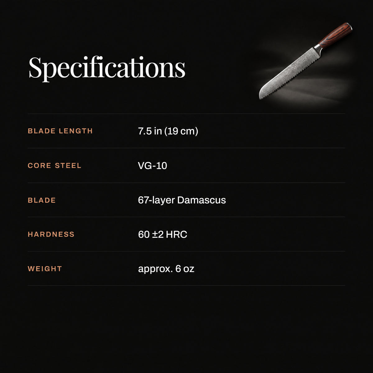 Asahi Bread Knife specifications