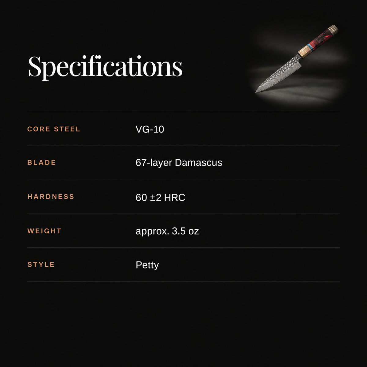 Retsu Petty Knife specifications