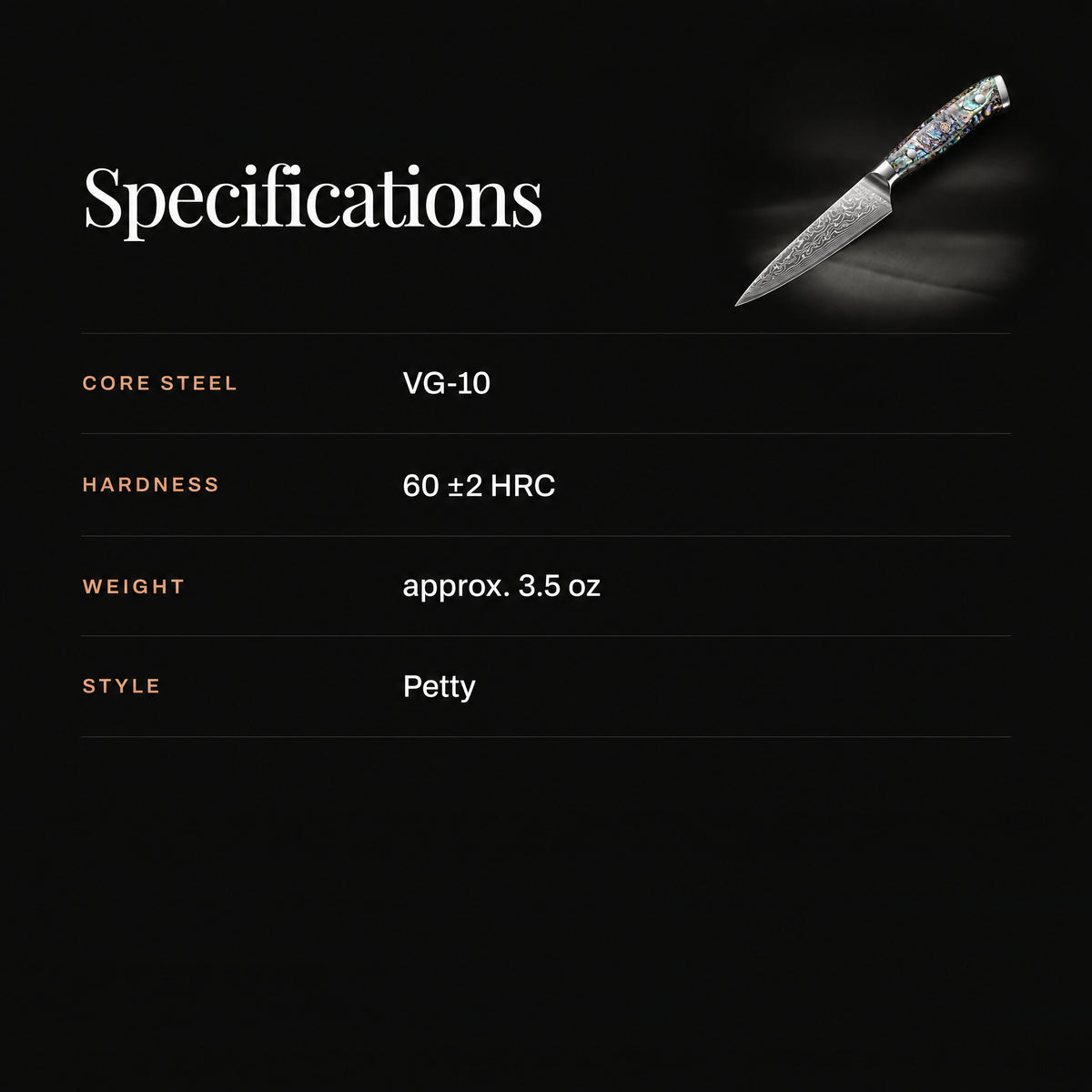 Ryujin Petty Knife specifications
