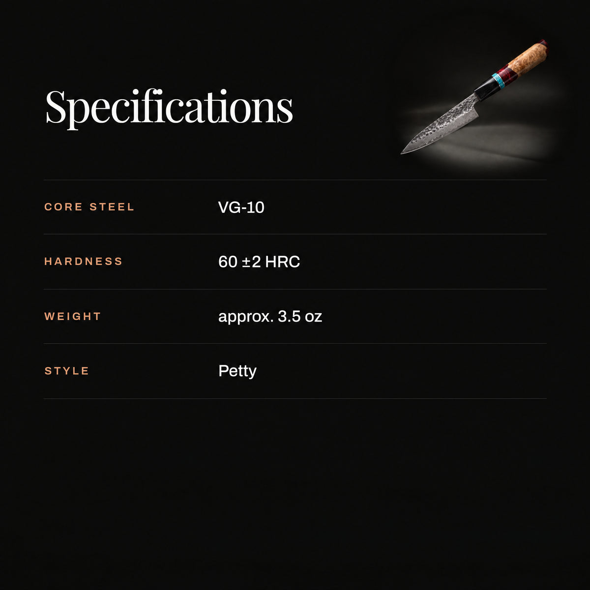 Tenryu Petty Knife specifications