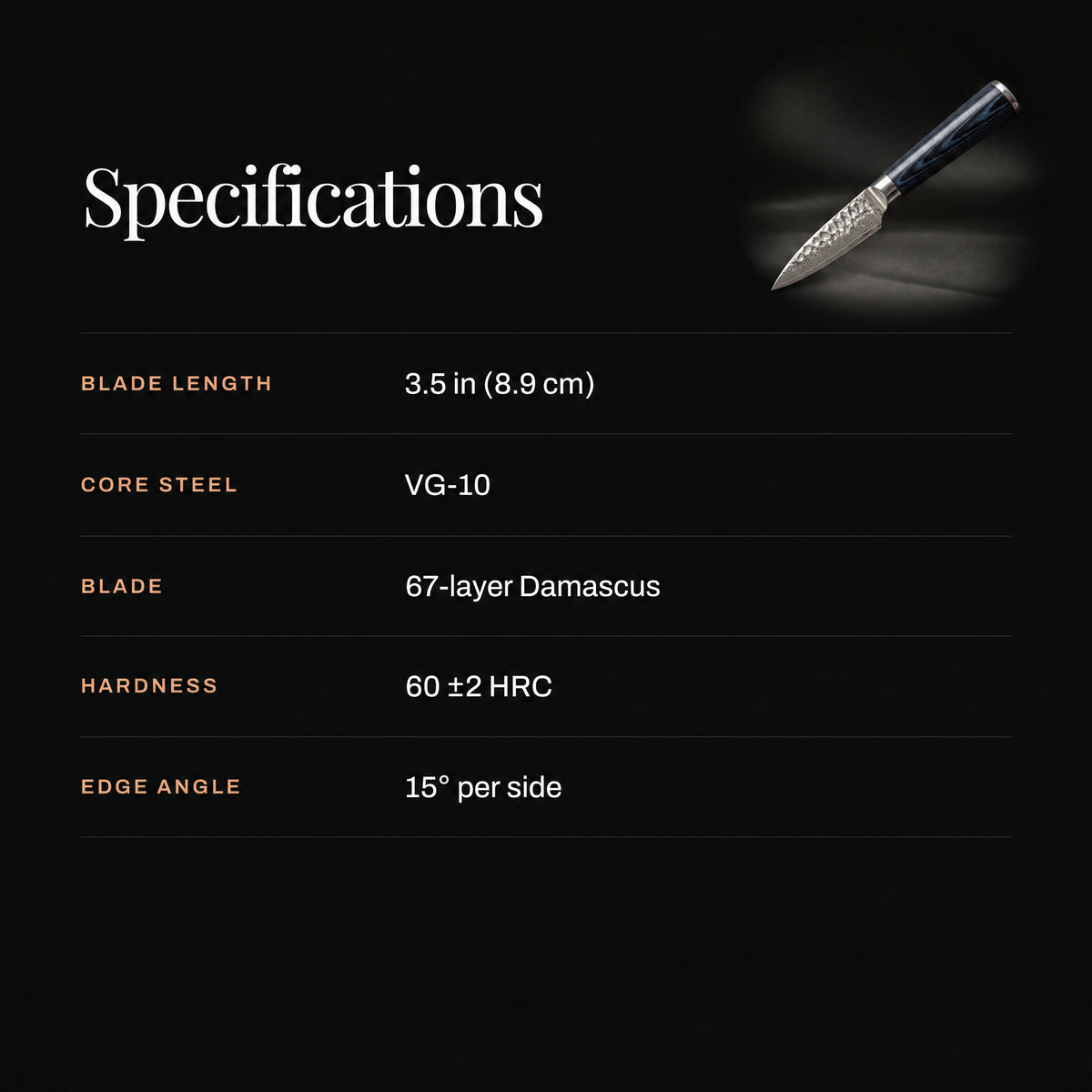 Genkai Paring Knife specifications
