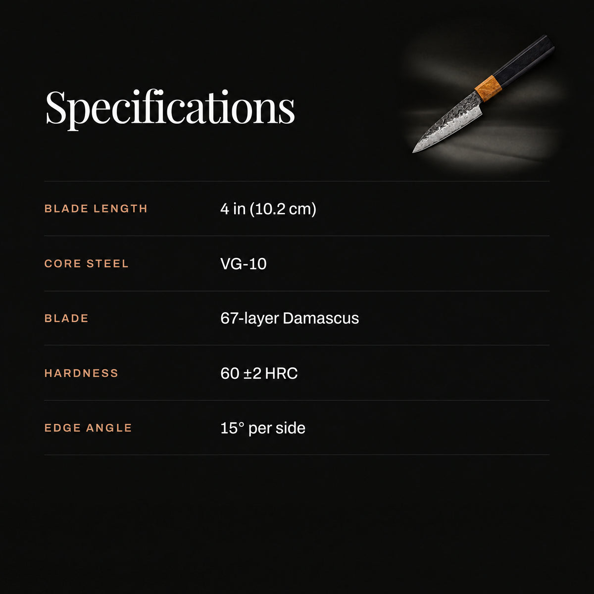 Genbu Paring Knife specifications
