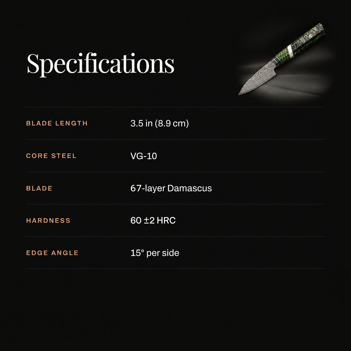 Ibuki Paring Knife specifications
