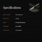Shingen Paring Knife specifications