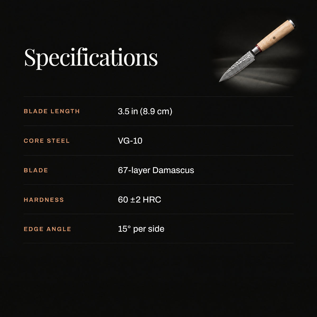 Takumi Paring Knife specifications
