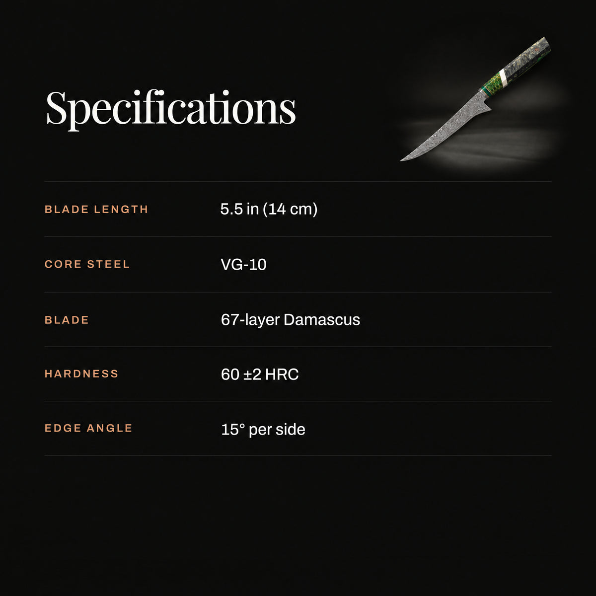 Ibuki Honesuki Boning Knife specifications