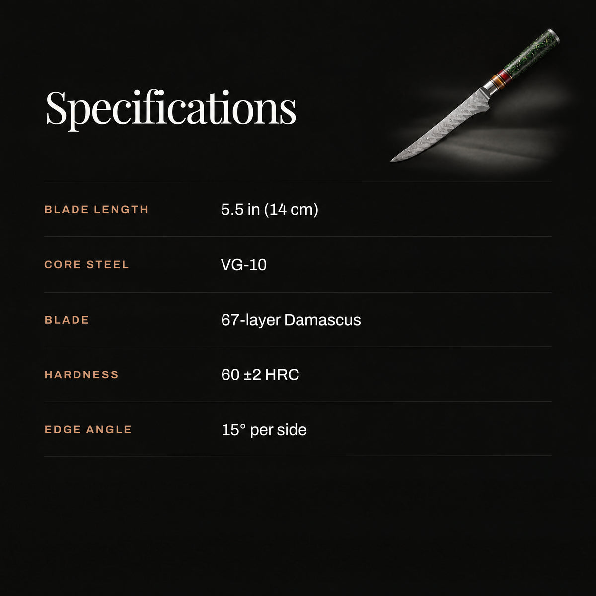 Daigo Honesuki Boning Knife specifications