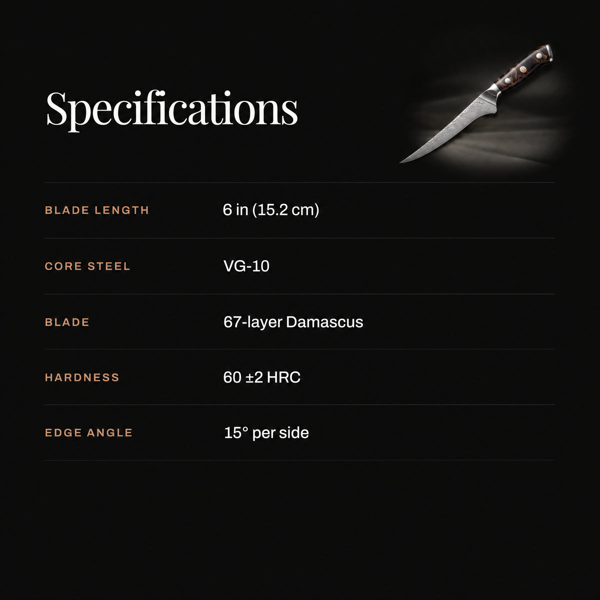 Kongo Honesuki Boning Knife specifications