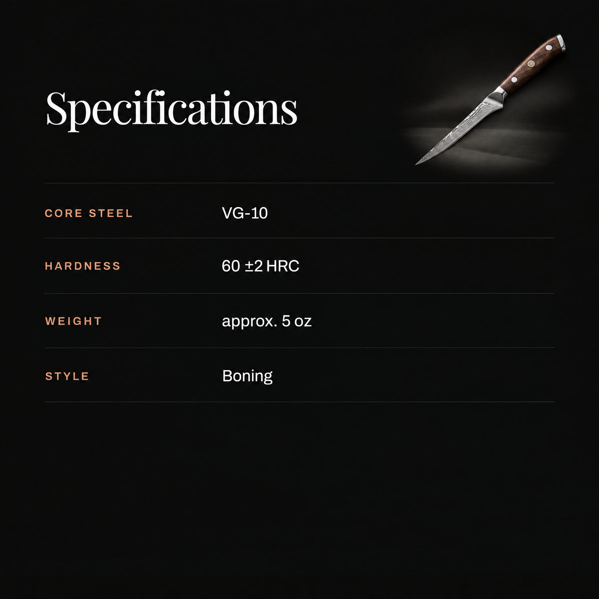 Musashi Honesuki Boning Knife specifications