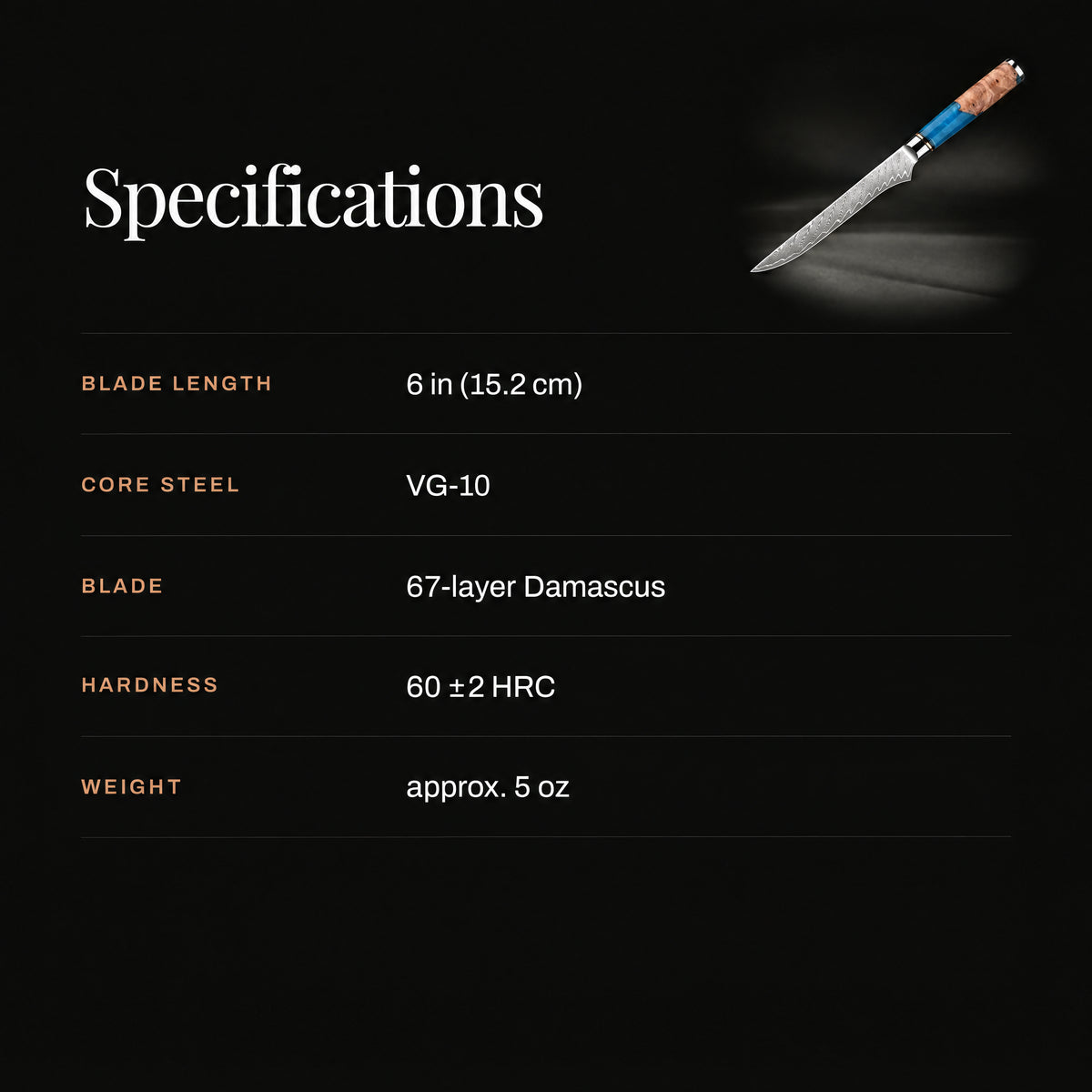 Seiran Honesuki Boning Knife specifications