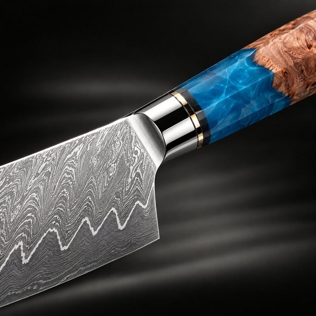 Close-up of the seiran honesuki boning knife blade and handle