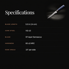 Seiryu Honesuki Boning Knife specifications