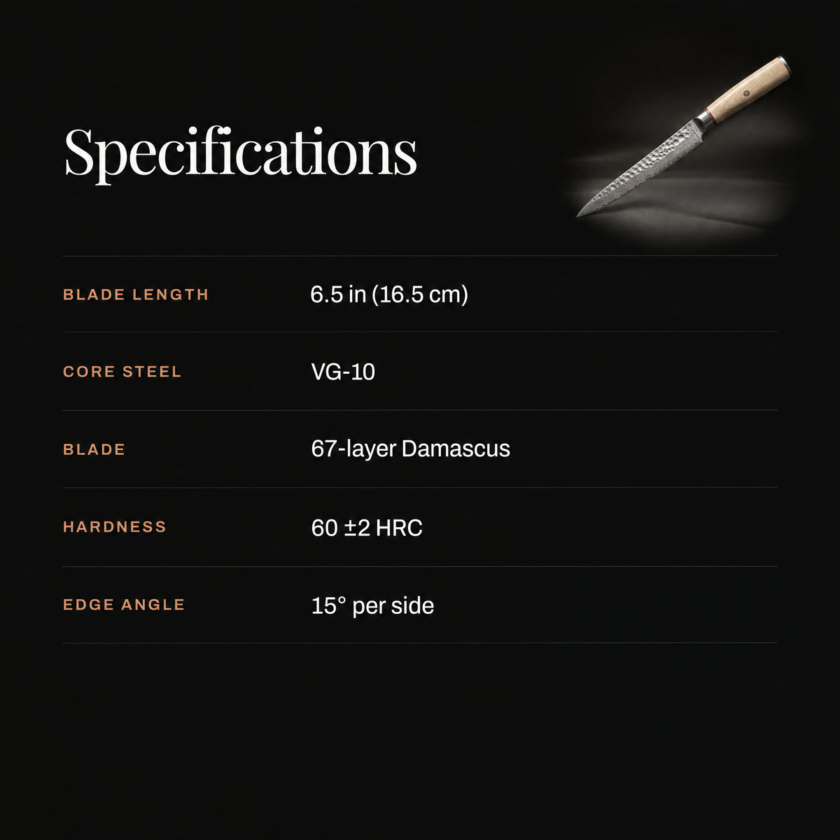 Takumi Honesuki Boning Knife specifications