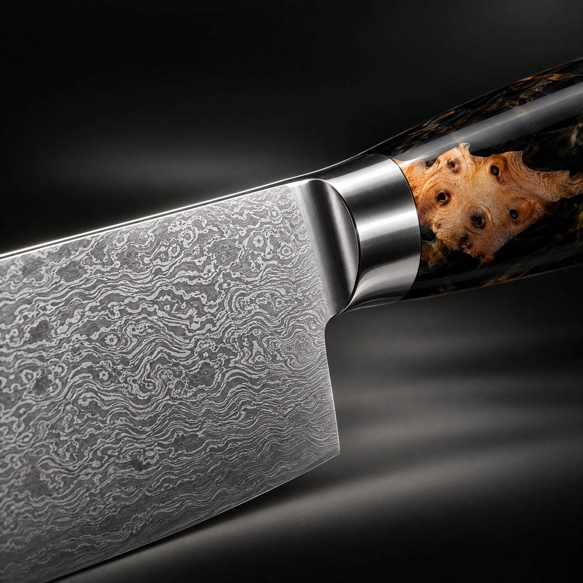 Close-up of the tsukikage honesuki boning knife blade and handle