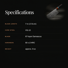 Arashi Cleaver Knife specifications