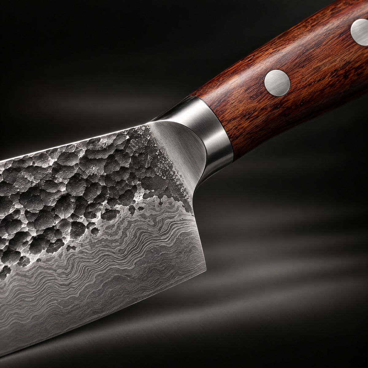 Close-up of the hagane utility knife blade and handle