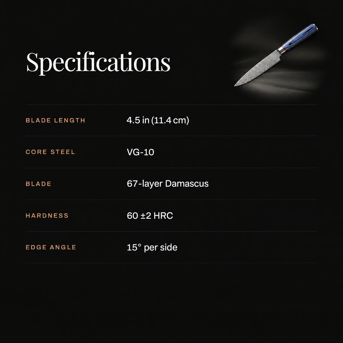 Seiryu Utility Knife specifications