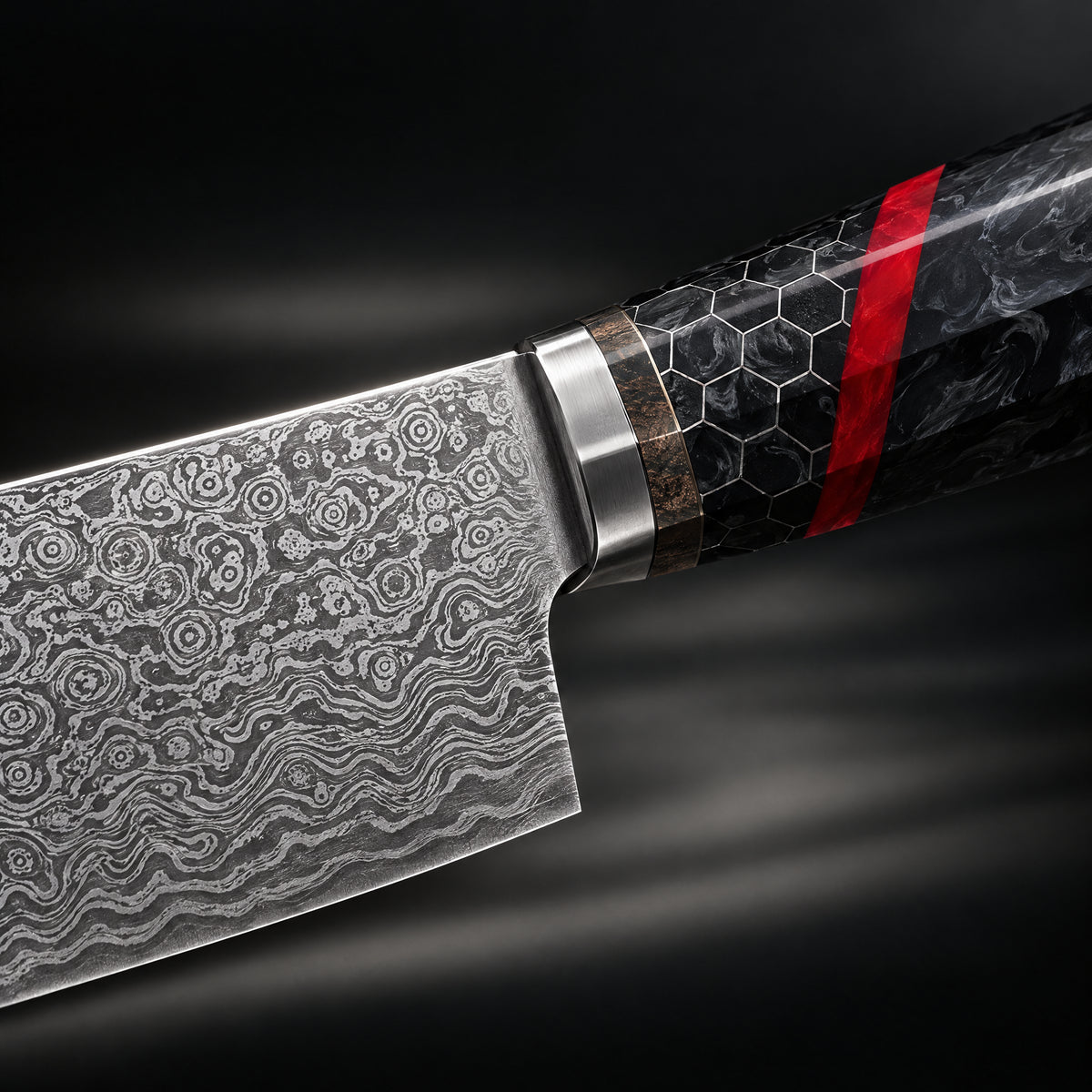 Close-up of the shiden utility knife blade and handle