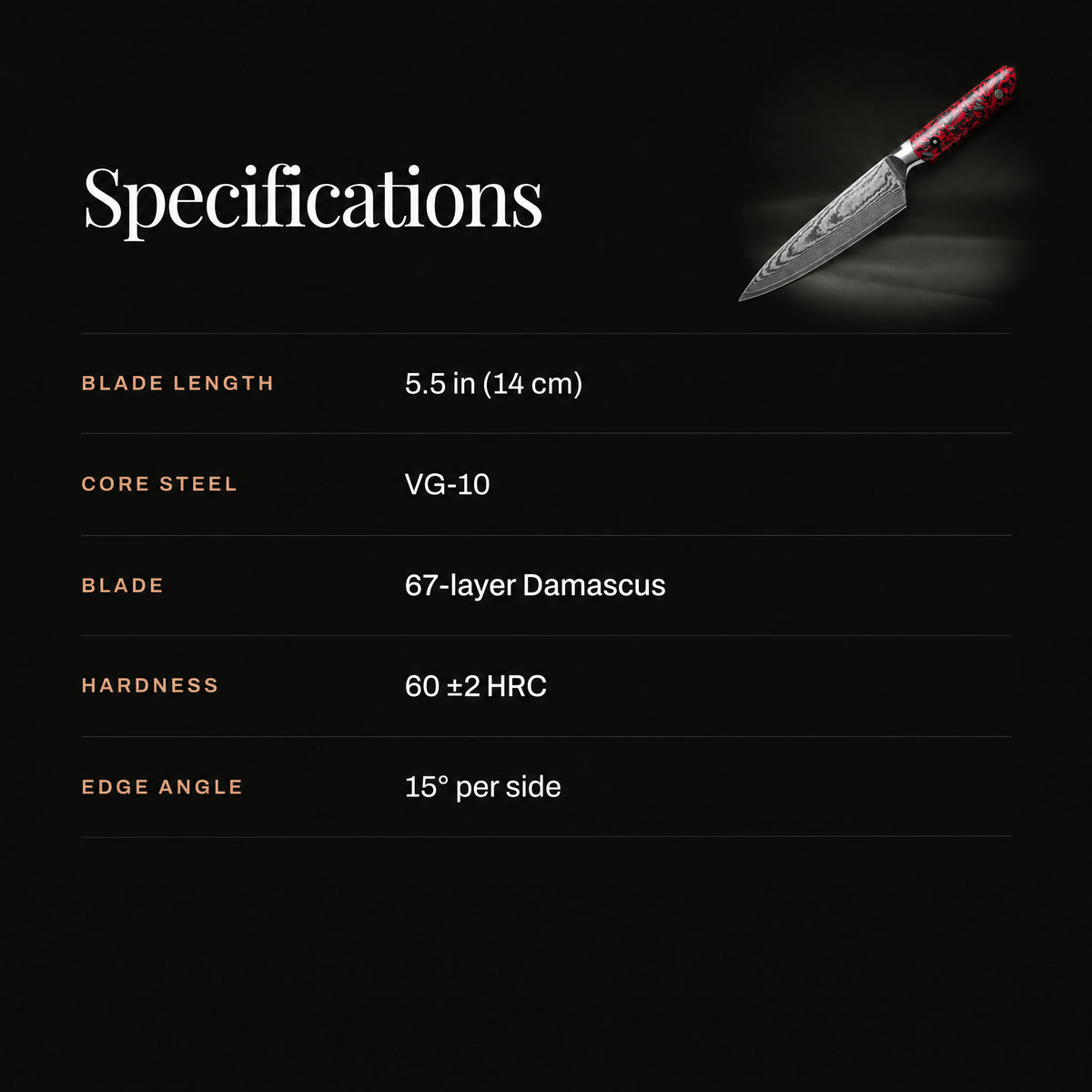 Kurenai Utility Knife specifications