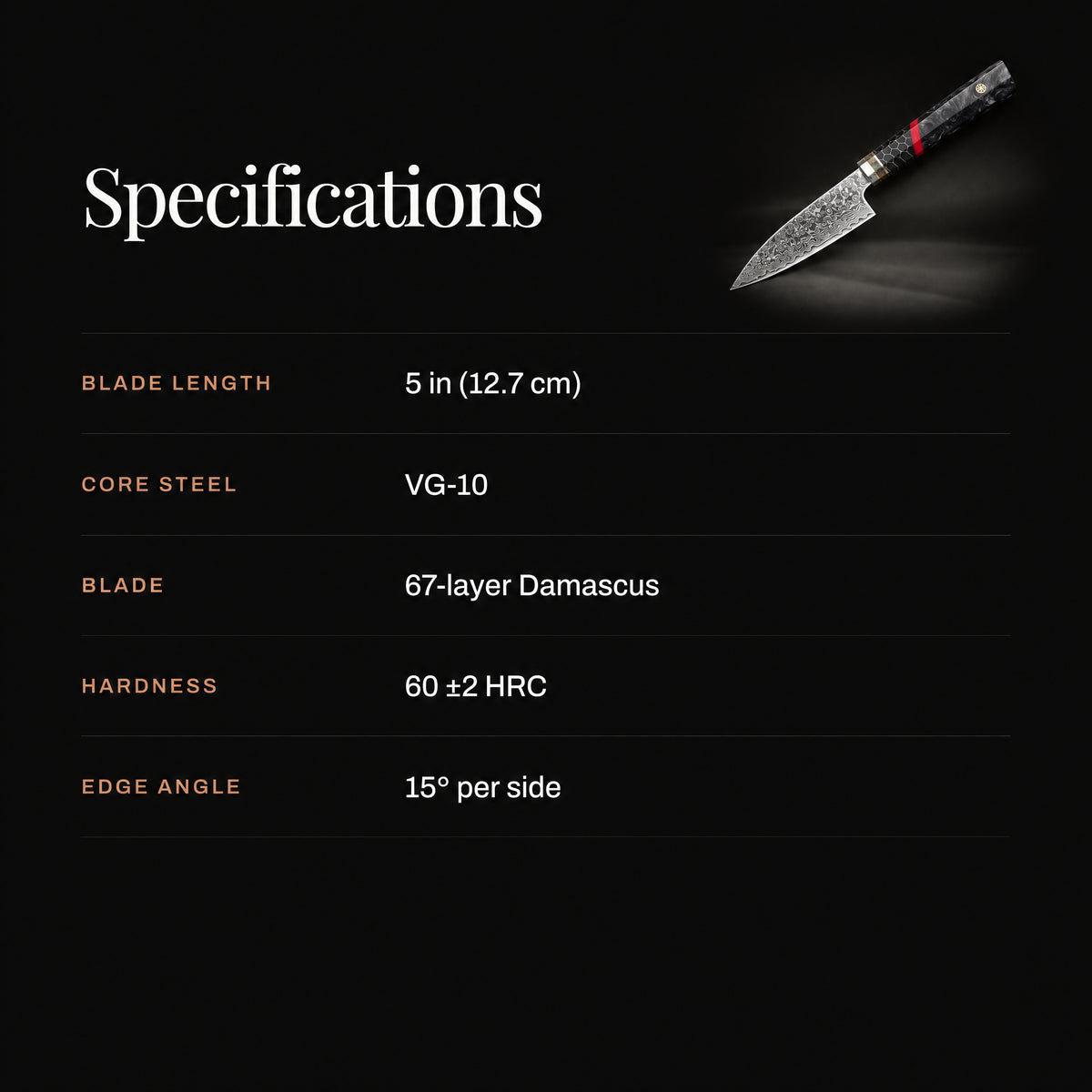 Shiden Utility Knife specifications