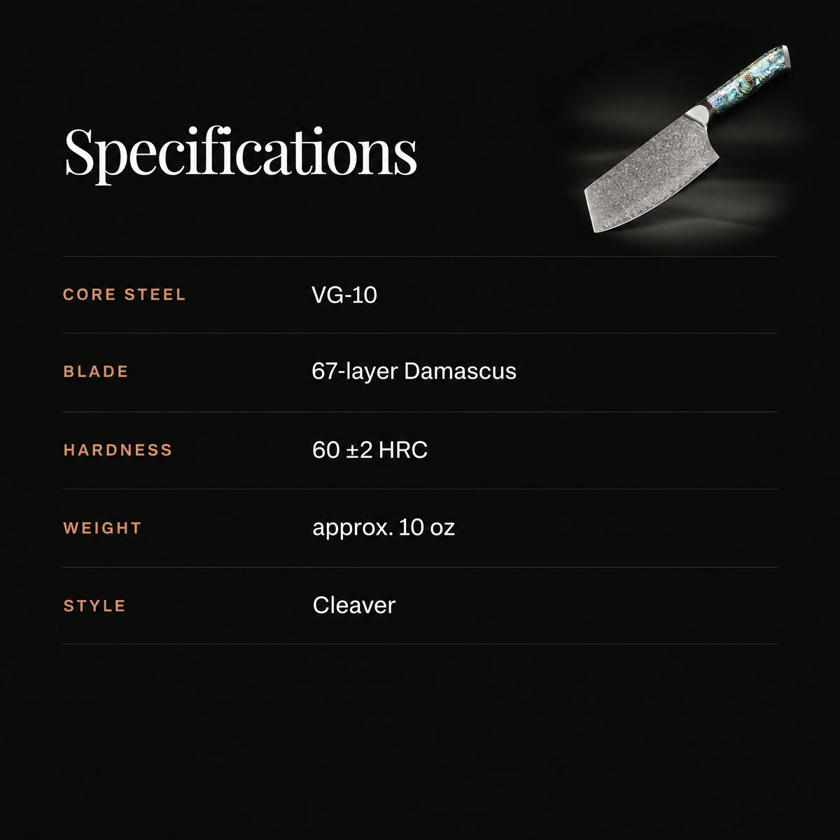 Gekko Cleaver Knife specifications