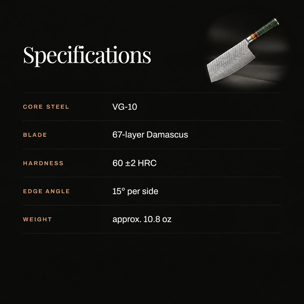 Daigo Vegetable Cleaver Knife specifications