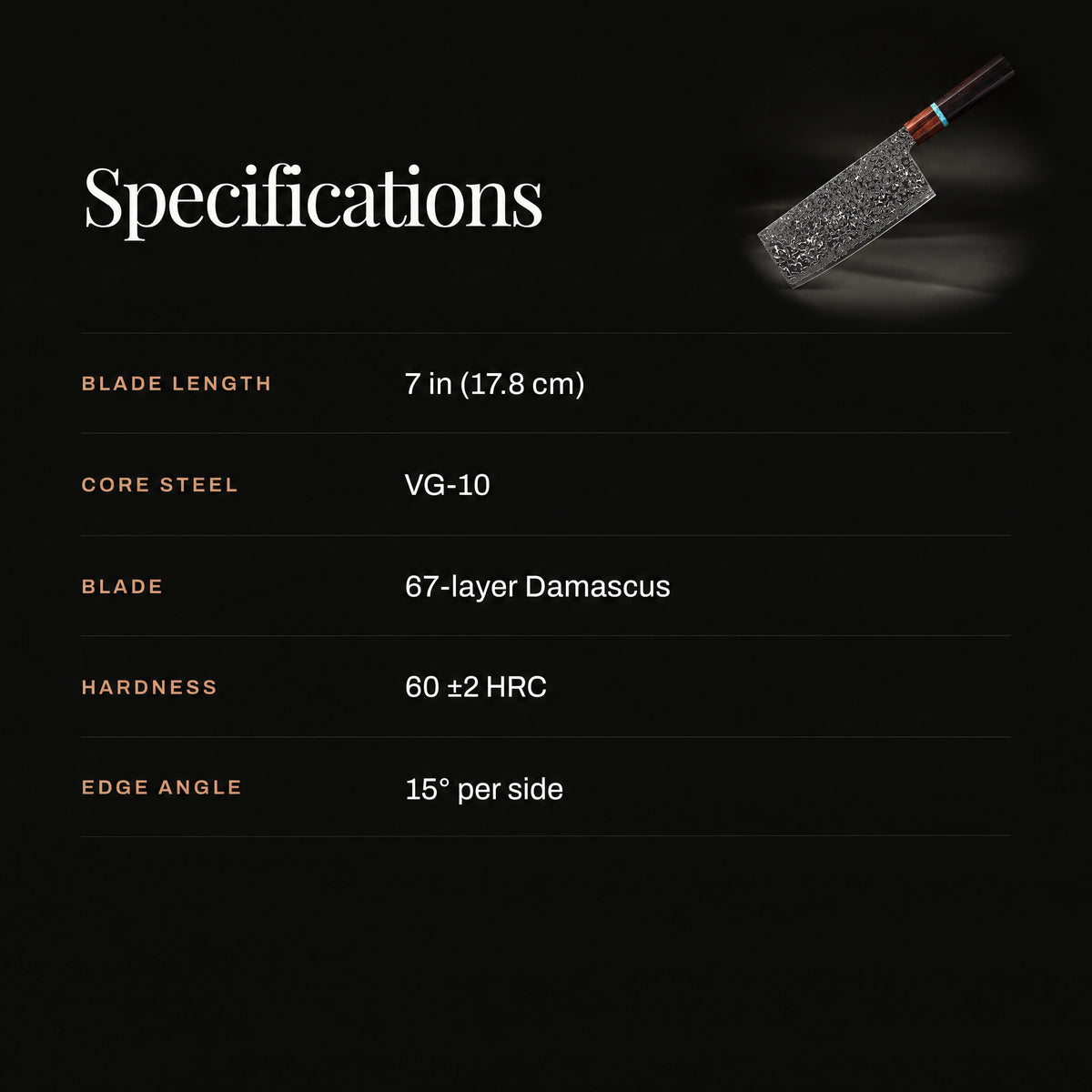 Isamu Vegetable Cleaver Knife specifications