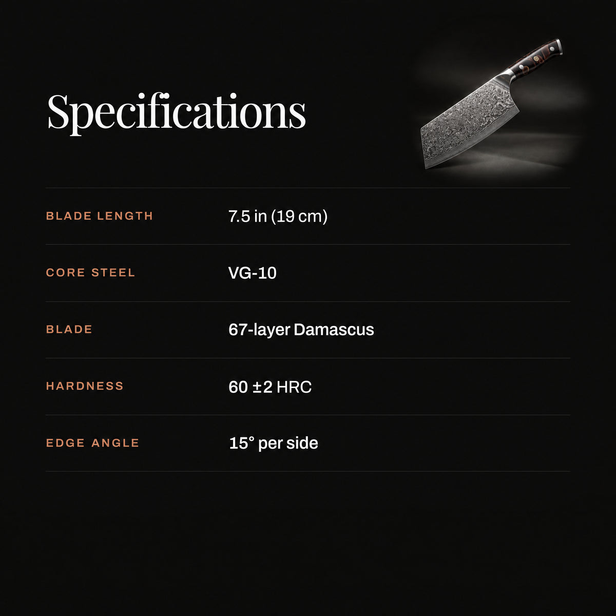 Kongo Vegetable Cleaver Knife specifications