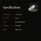 Kurogane Cleaver Knife specifications