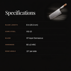 Reimei Vegetable Cleaver Knife specifications