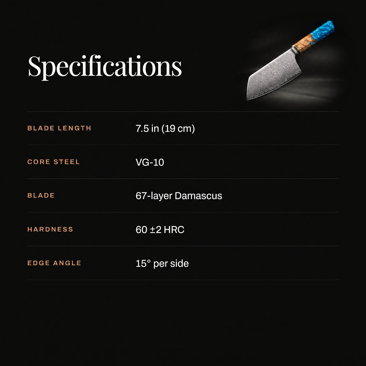 Suijin Kiritsuke Cleaver Knife specifications