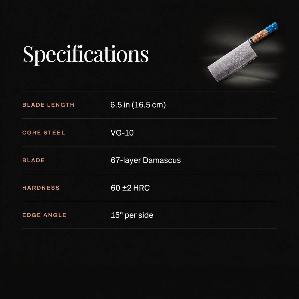 Suijin Vegetable Cleaver Knife specifications