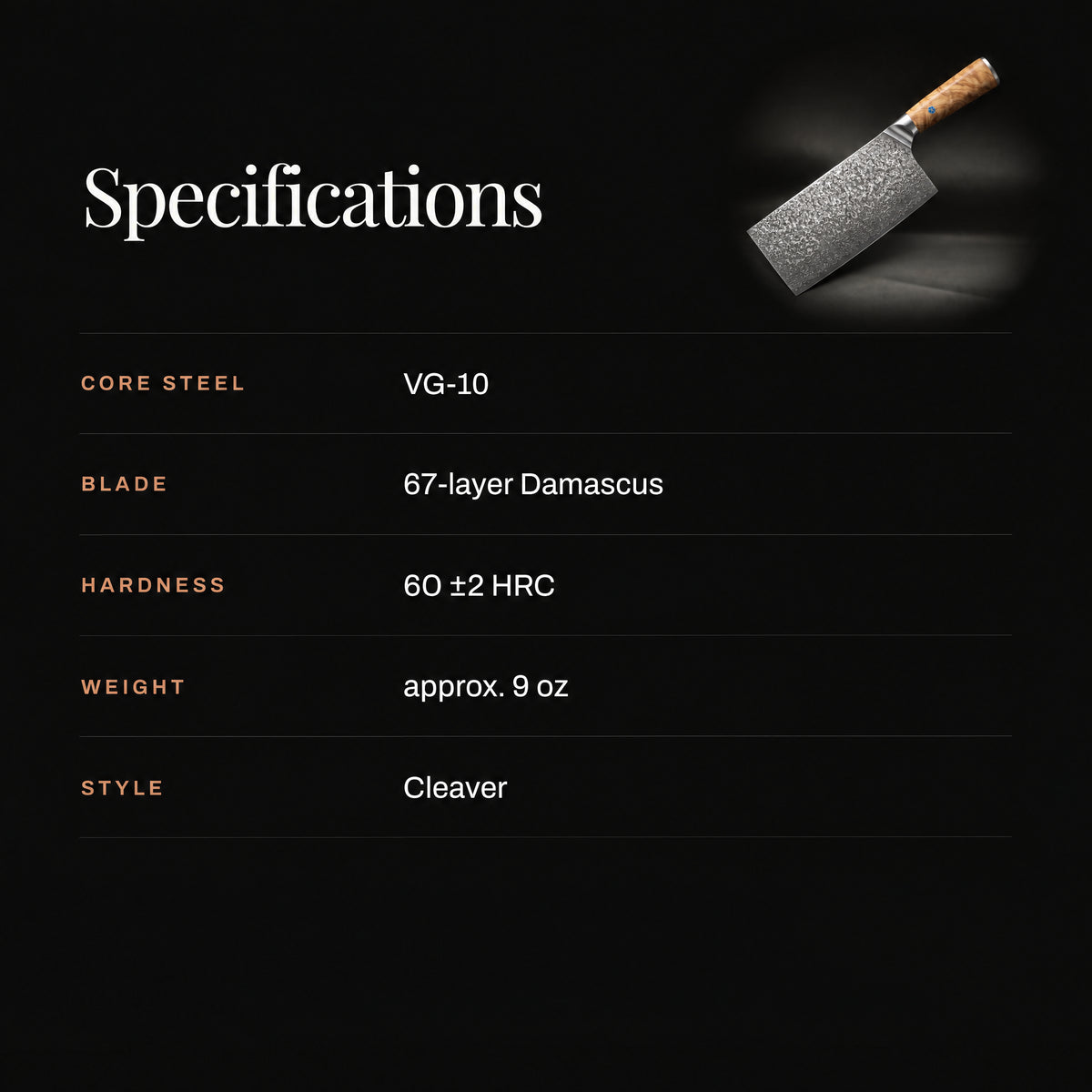 Yamato Cleaver Knife specifications