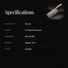 Yamato Cleaver Knife specifications