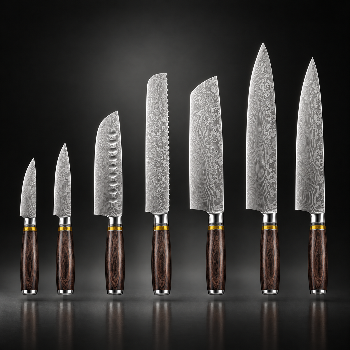 Professional Japanese 7-Piece Damascus Master Knife Set