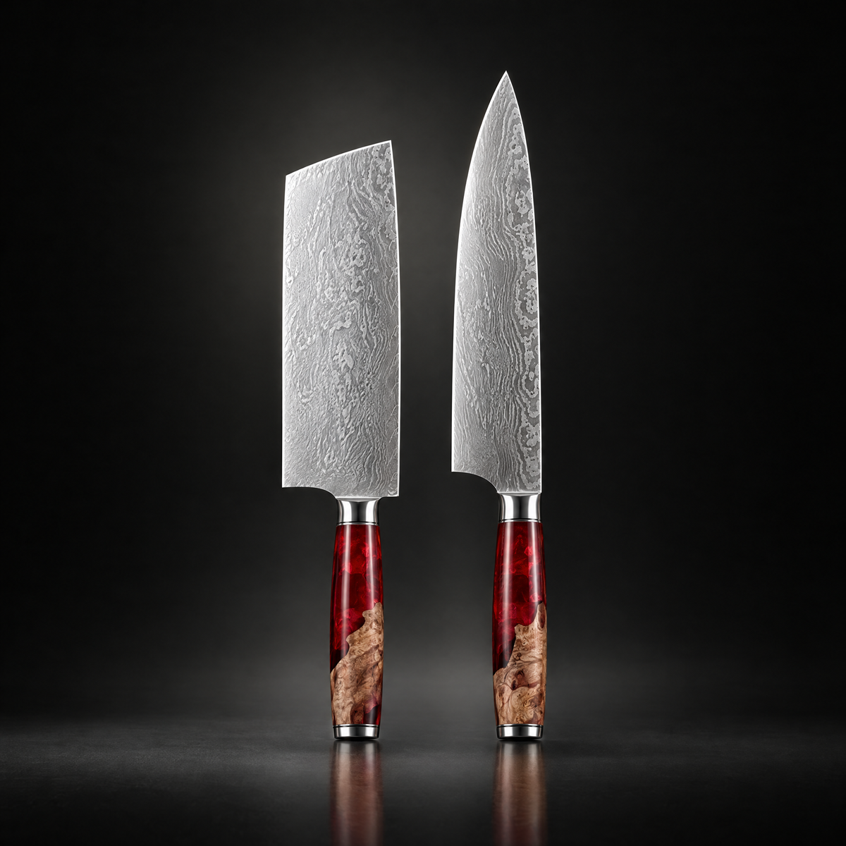 Japanese Damascus Shinku 2-Piece Performance Set – 7.5-Inch (19 cm) & 7.9-Inch (20 cm) Precision Blades