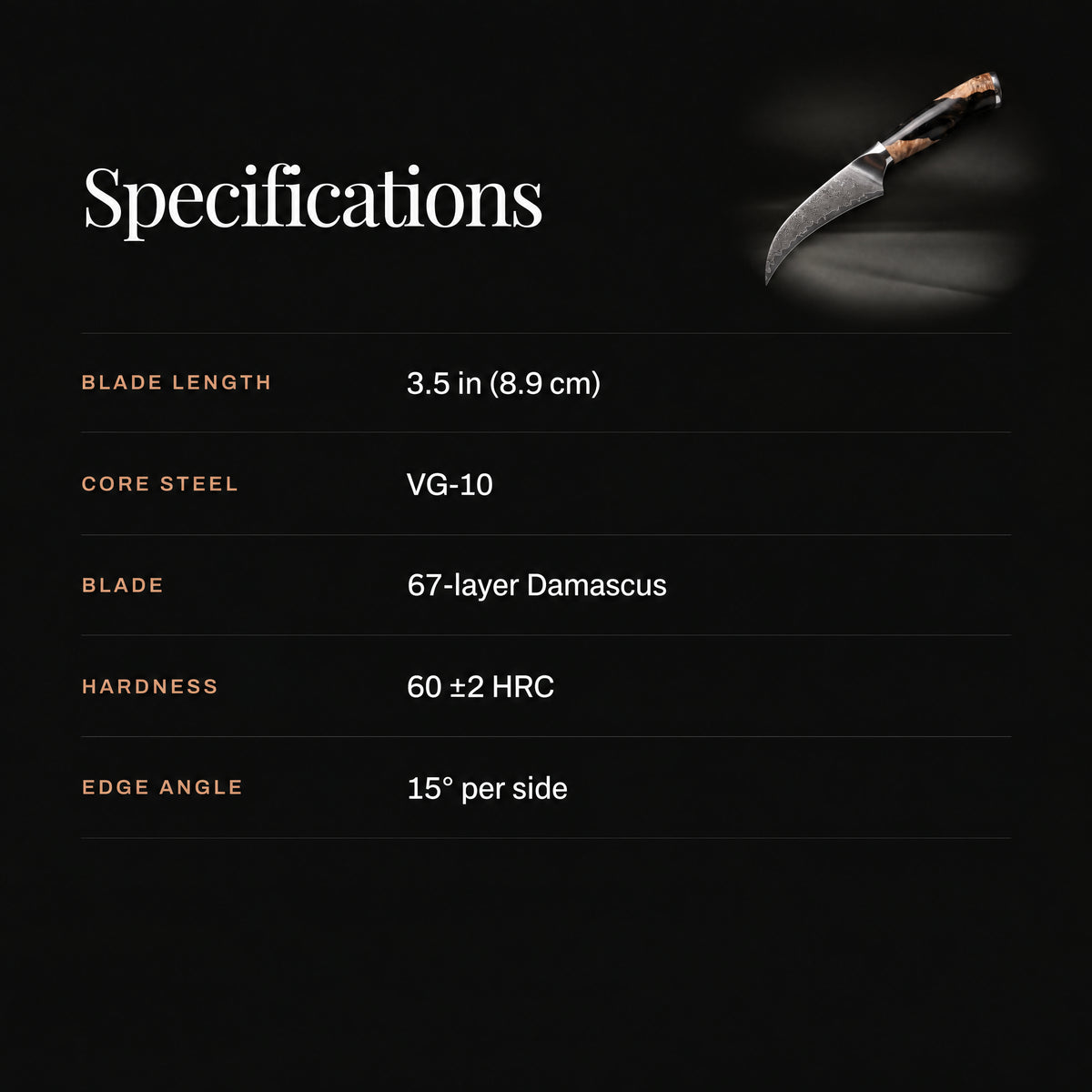Tsukikage Bird's Beak Peeling Knife specifications