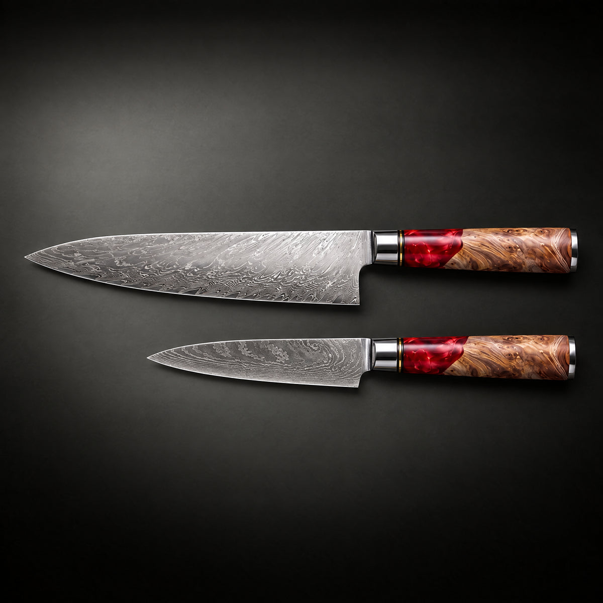 Akagi 2-Piece Knife Set (Gyuto & Petty), full side profile
