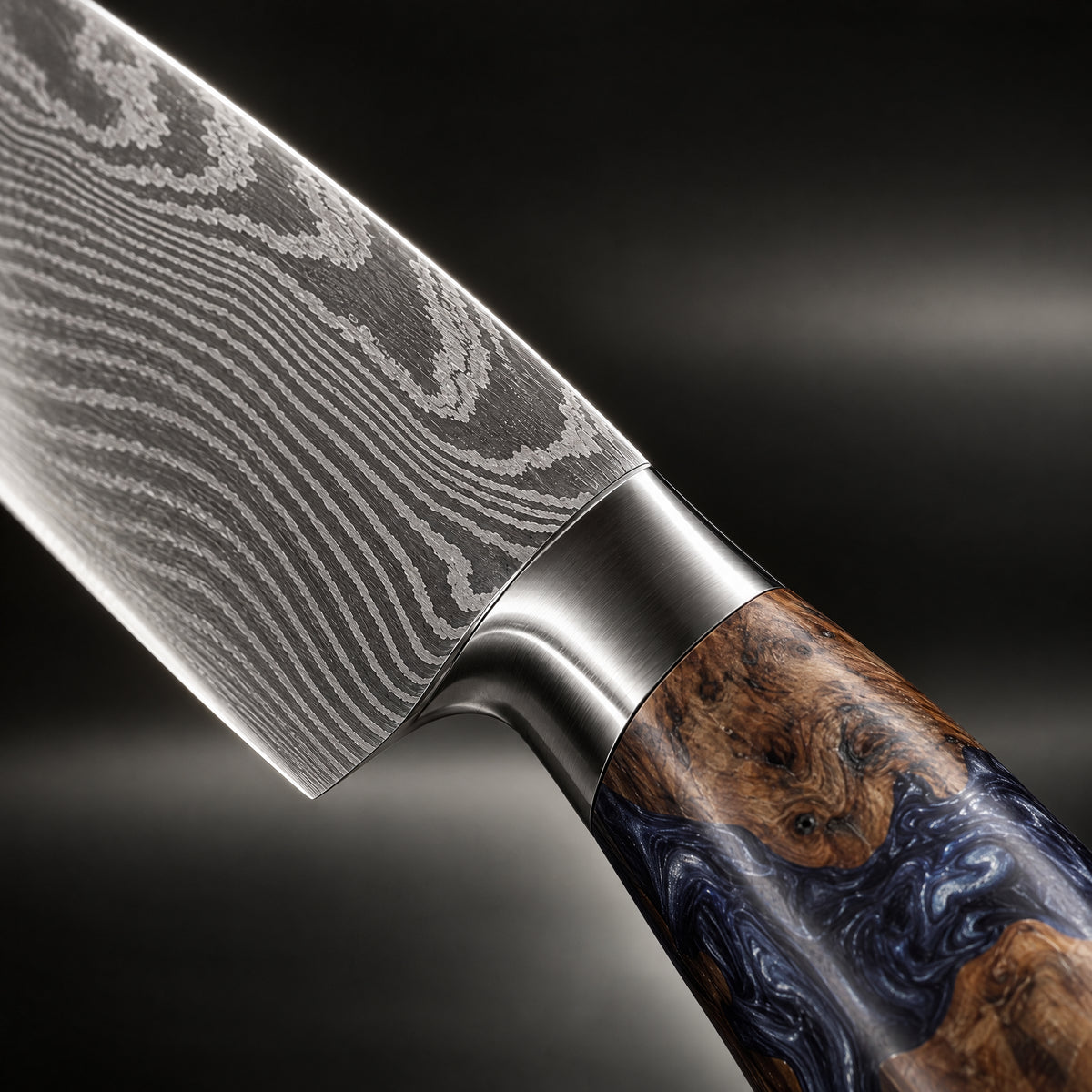 Close-up of the haku 2-piece knife set (gyuto & petty) blade and handle