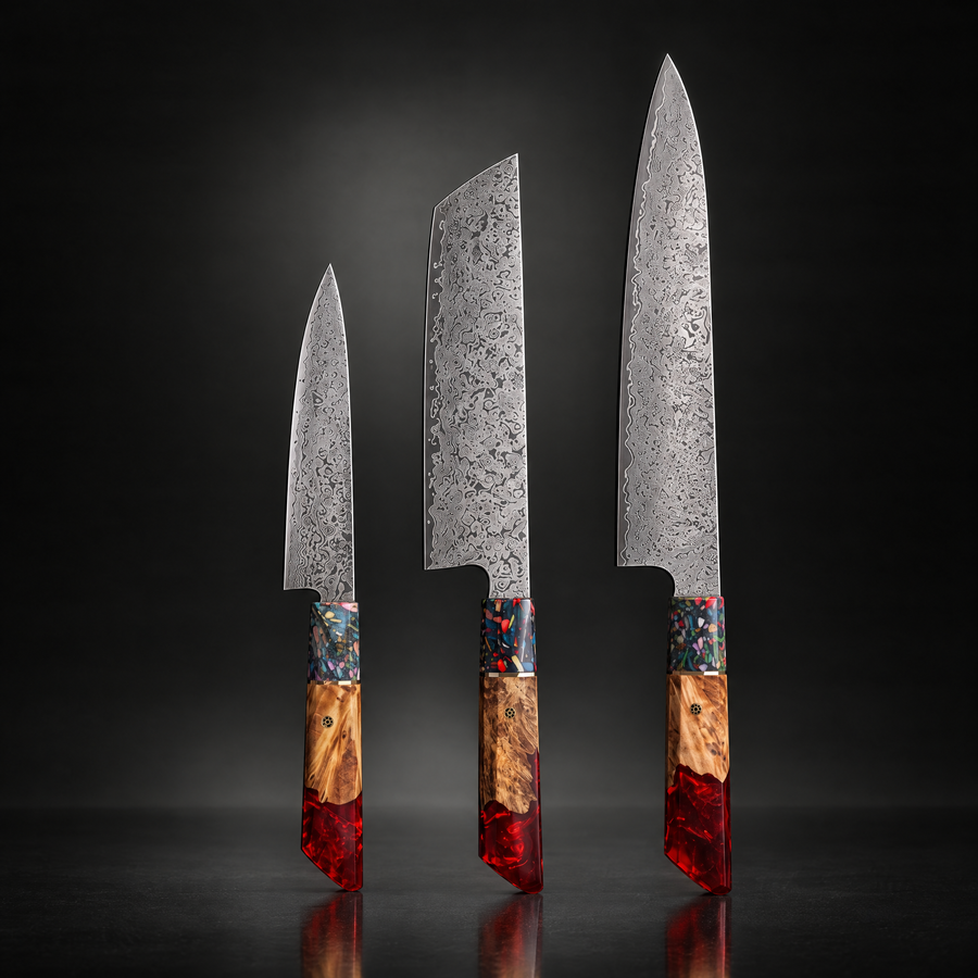 Akatsuki 3-Piece Knife Set (Gyuto, Nakiri & Utility)