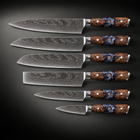 Haku Damascus Knife Set, full side profile