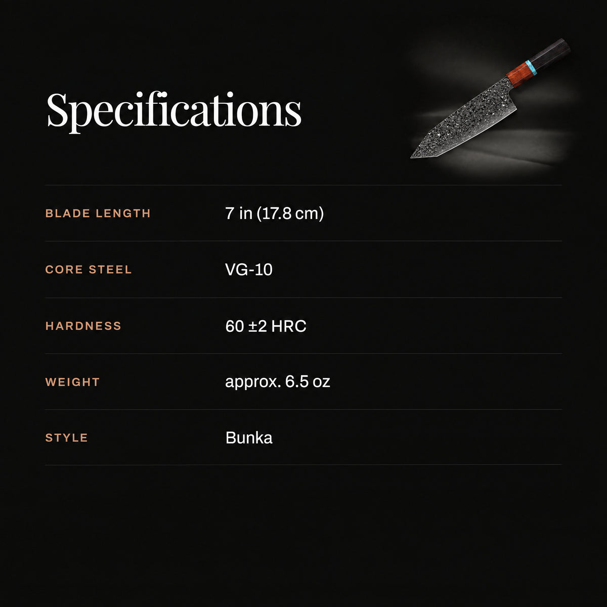 Arashi Bunka Knife specifications