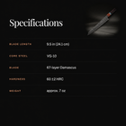 Arashi K-Tip Slicing Knife specifications