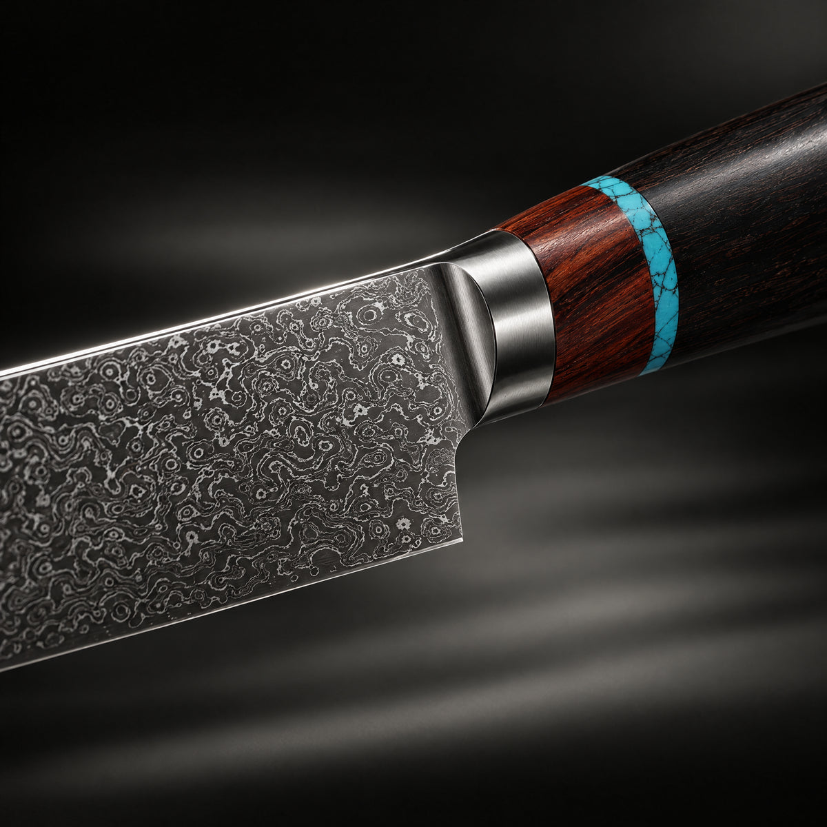 Close-up of the arashi k-tip slicing knife blade and handle