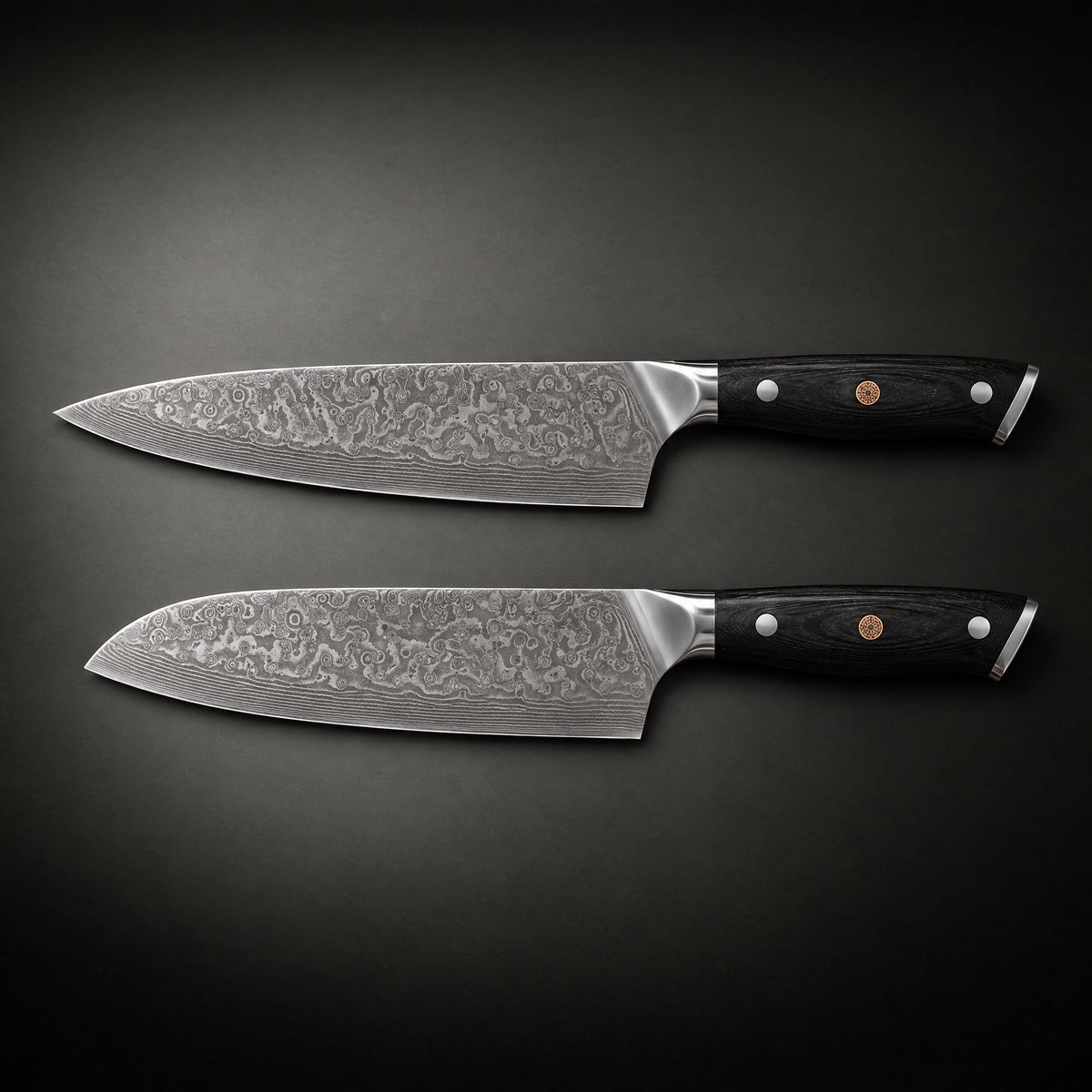 Guren 2-Piece Knife Set (Gyuto & Santoku), full side profile
