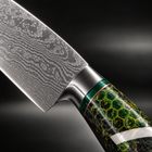Close-up of the ibuki 3-piece knife set (gyuto, nakiri & utility) blade and handle