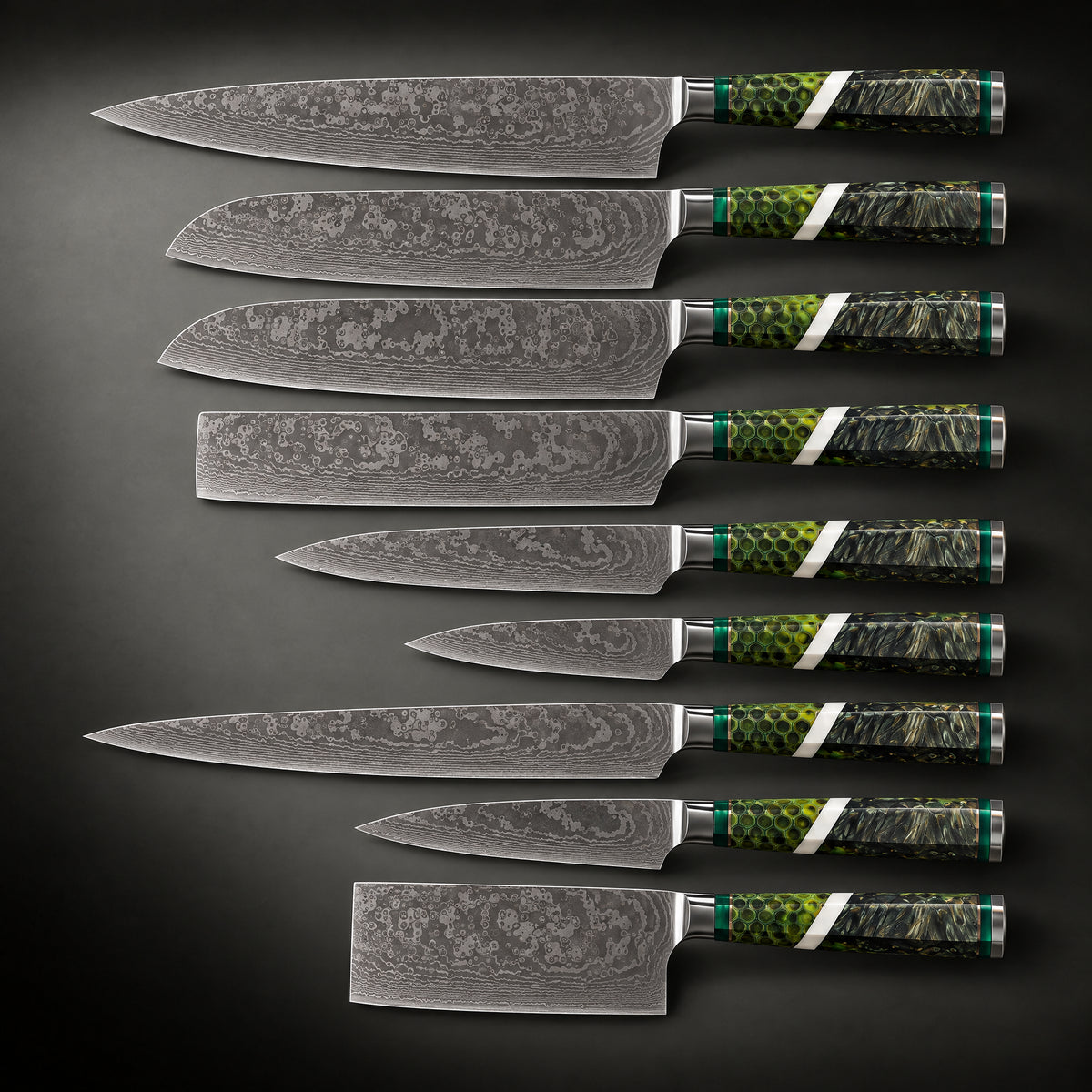 Ibuki 9-Piece Knife Set, full side profile