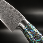 Close-up of the gekko 2-piece knife set (gyuto & santoku) blade and handle