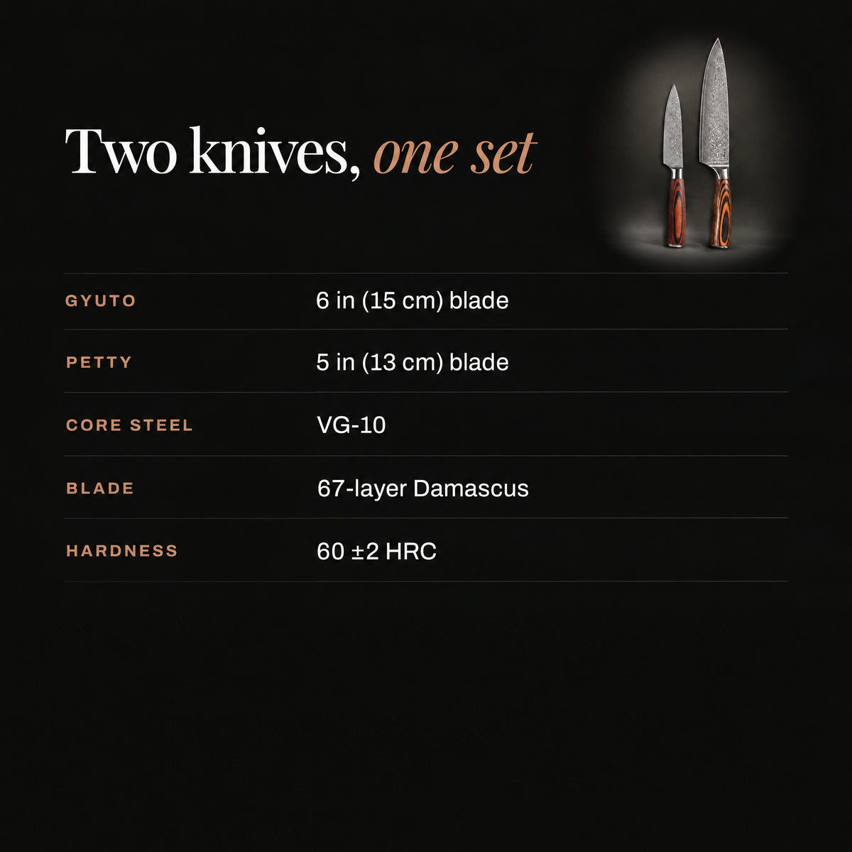 Asahi 2-Piece Knife Set (Gyuto & Petty) specifications