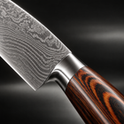 Close-up of the asahi 3-piece knife set (gyuto, nakiri & petty) blade and handle
